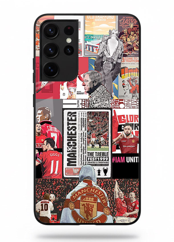 Football collage artwork on glossy tempered glass Samsung S21 Ultra back cover