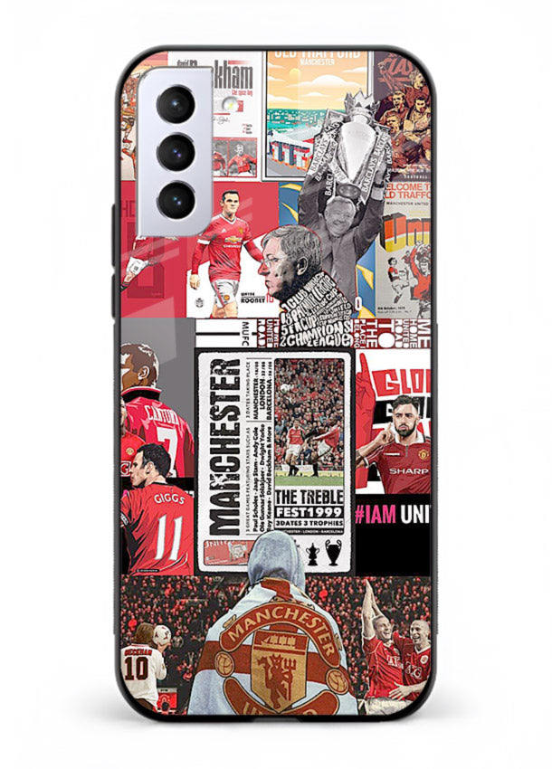 Football collage artwork on glossy tempered glass Samsung S21 Plus back cover