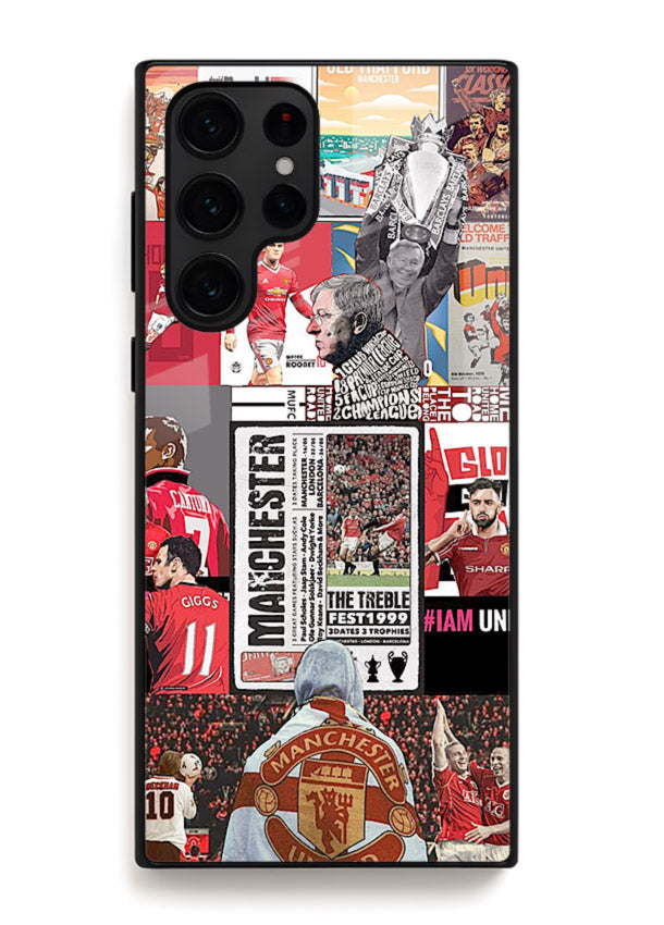 Football collage artwork on glossy tempered glass Samsung S23 Ultra back cover