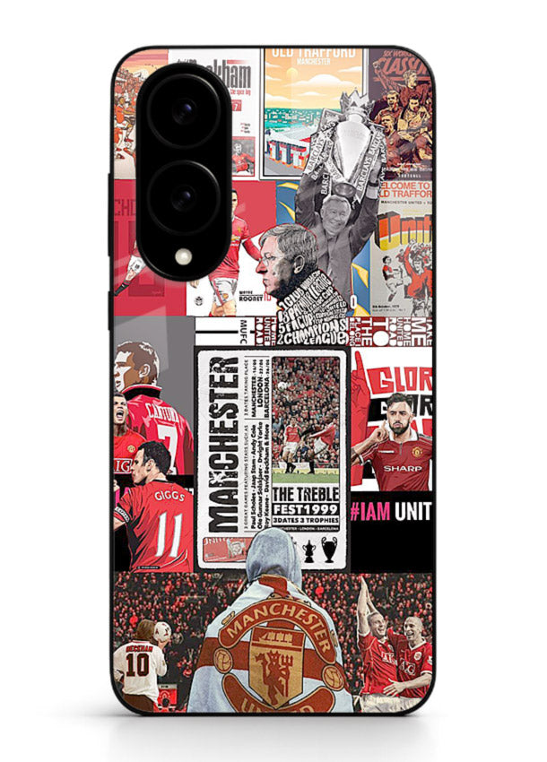 Football collage artwork on glossy tempered glass Samsung S25 Edge back cover
