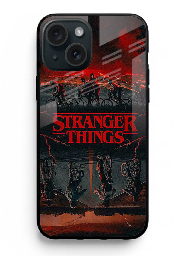 Dark supernatural landscape artwork printed on premium tempered glass iPhone 14 back cover