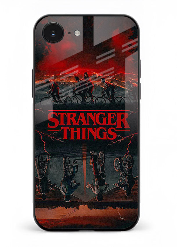 Dark supernatural landscape artwork printed on premium tempered glass iPhone 16E back cover