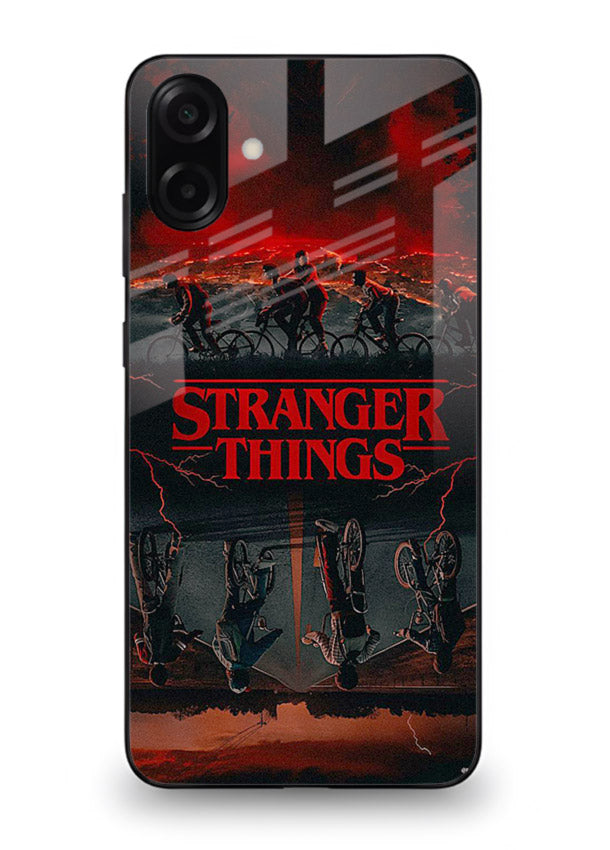 Dark supernatural landscape artwork printed on premium tempered glass Samsung A06 5G back cover