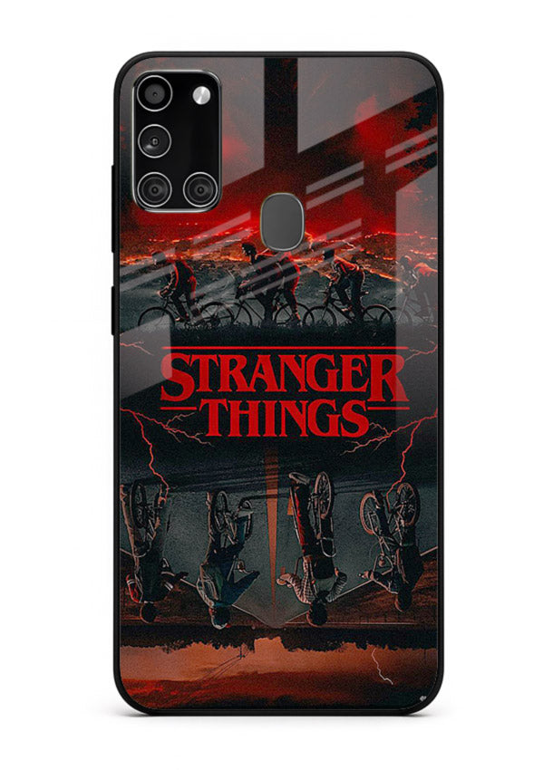 Dark supernatural landscape artwork printed on premium tempered glass Samsung A21s back cover