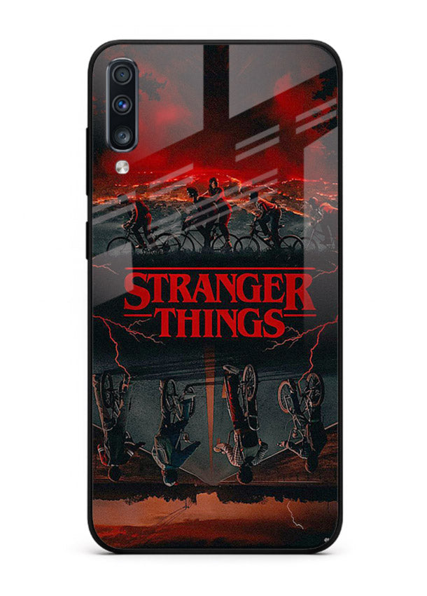 Dark supernatural landscape artwork printed on premium tempered glass Samsung A50 back cover