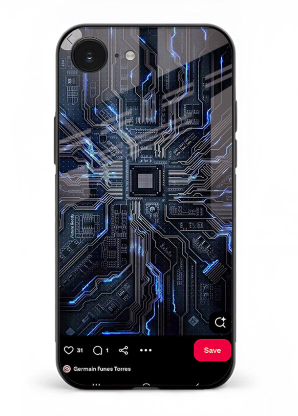 Modern performance car with urban background for iPhone 16E Back Cover
