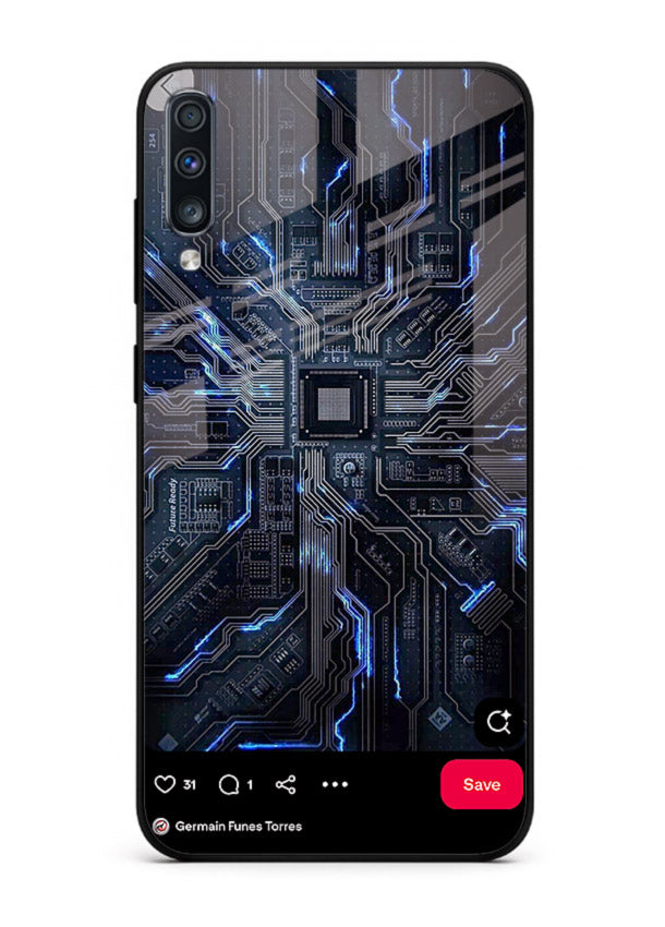 Modern performance car with urban background for Samsung A70 Back Cover