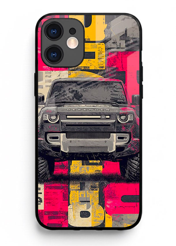 Rugged offroad SUV artwork printed on premium tempered glass iPhone 12 Mini back cover