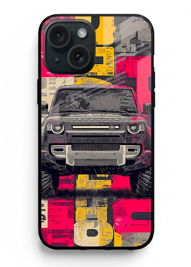 Rugged offroad SUV artwork printed on premium tempered glass iPhone 13 Mini back cover