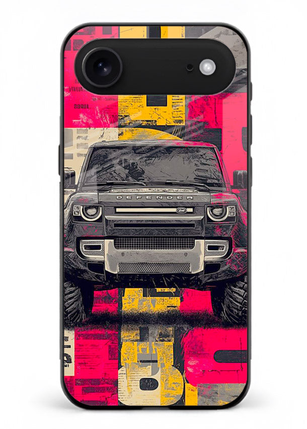 Rugged offroad SUV artwork printed on premium tempered glass iPhone 18 Air back cover