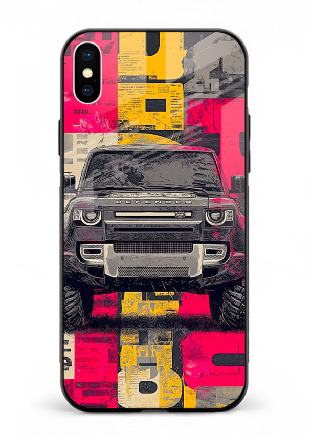 Rugged offroad SUV artwork printed on premium tempered glass iPhone XS Max back cover