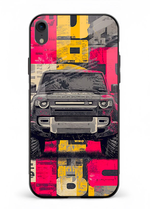Rugged offroad SUV artwork printed on premium tempered glass iPhone XR back cover
