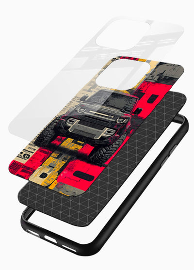 Rugged offroad SUV artwork printed on premium tempered glass mobile back cover - 3