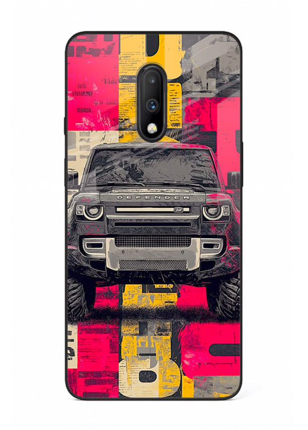 Rugged offroad SUV artwork printed on premium tempered glass OnePlus 7 back cover