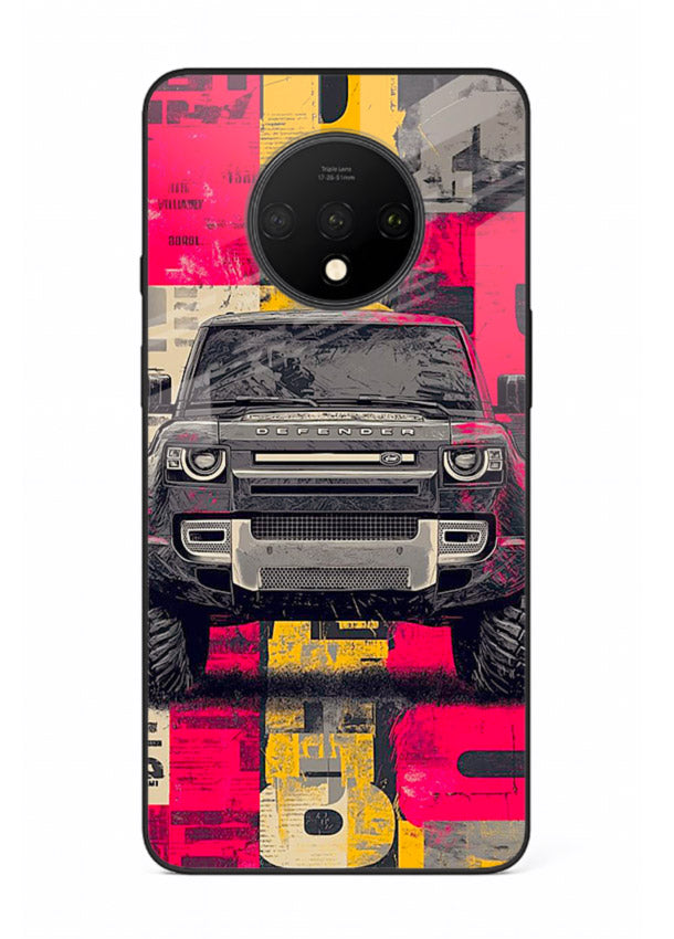 Rugged offroad SUV artwork printed on premium tempered glass OnePlus 7T back cover