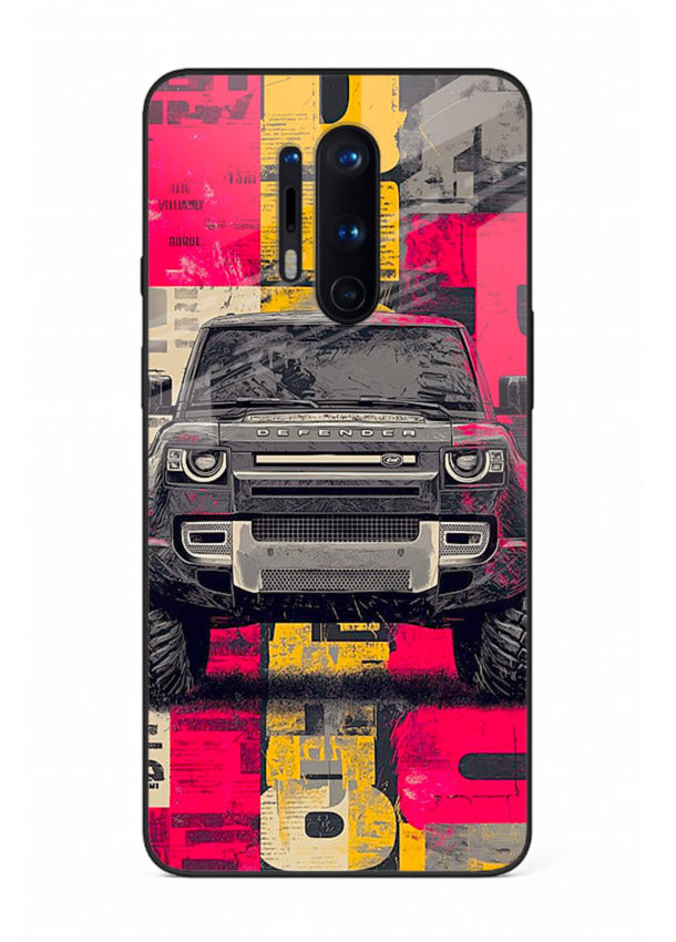 Rugged offroad SUV artwork printed on premium tempered glass OnePlus 8 Pro back cover