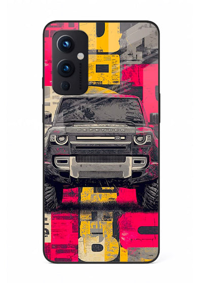 Rugged offroad SUV artwork printed on premium tempered glass OnePlus 9 Pro back cover