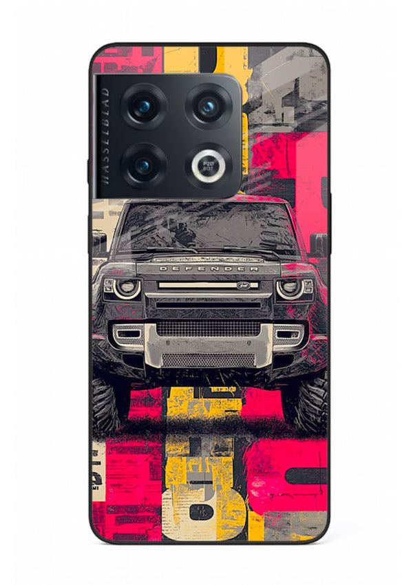 Rugged offroad SUV artwork printed on premium tempered glass OnePlus 10 Pro back cover