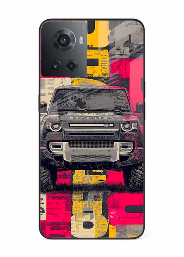 Rugged offroad SUV artwork printed on premium tempered glass OnePlus 10R back cover