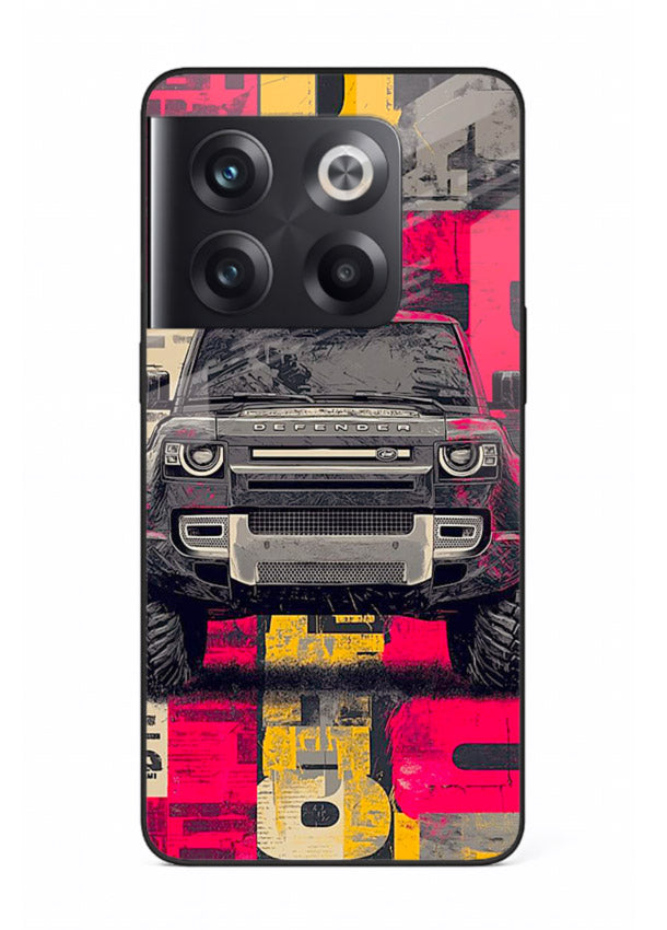 Rugged offroad SUV artwork printed on premium tempered glass OnePlus 10T back cover