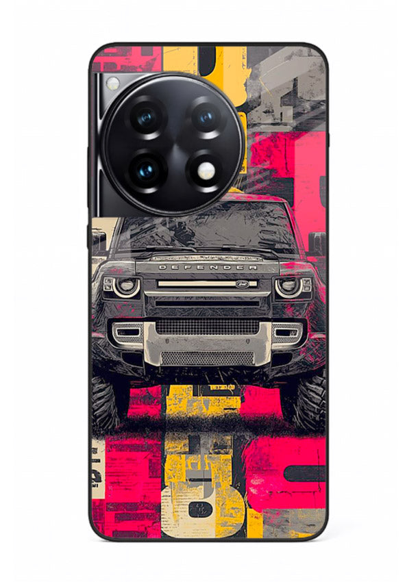 Rugged offroad SUV artwork printed on premium tempered glass OnePlus 12R back cover