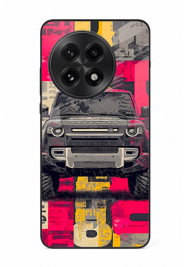 Rugged offroad SUV artwork printed on premium tempered glass OnePlus 13R back cover
