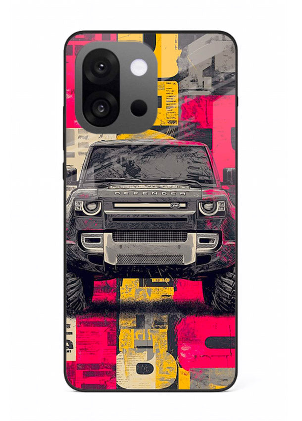 Rugged offroad SUV artwork printed on premium tempered glass OnePlus 13s back cover