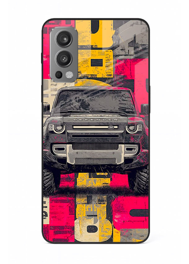 Rugged offroad SUV artwork printed on premium tempered glass OnePlus Nord 2 back cover