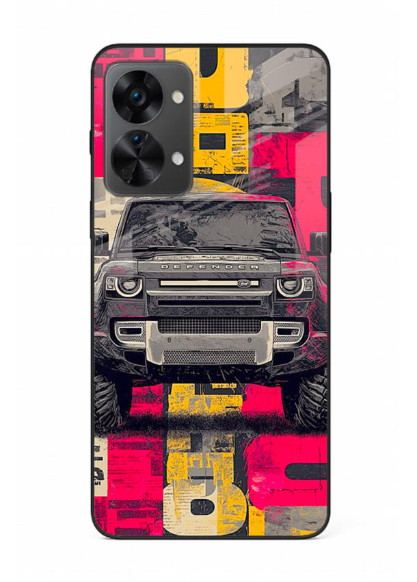 Rugged offroad SUV artwork printed on premium tempered glass OnePlus Nord 2T back cover