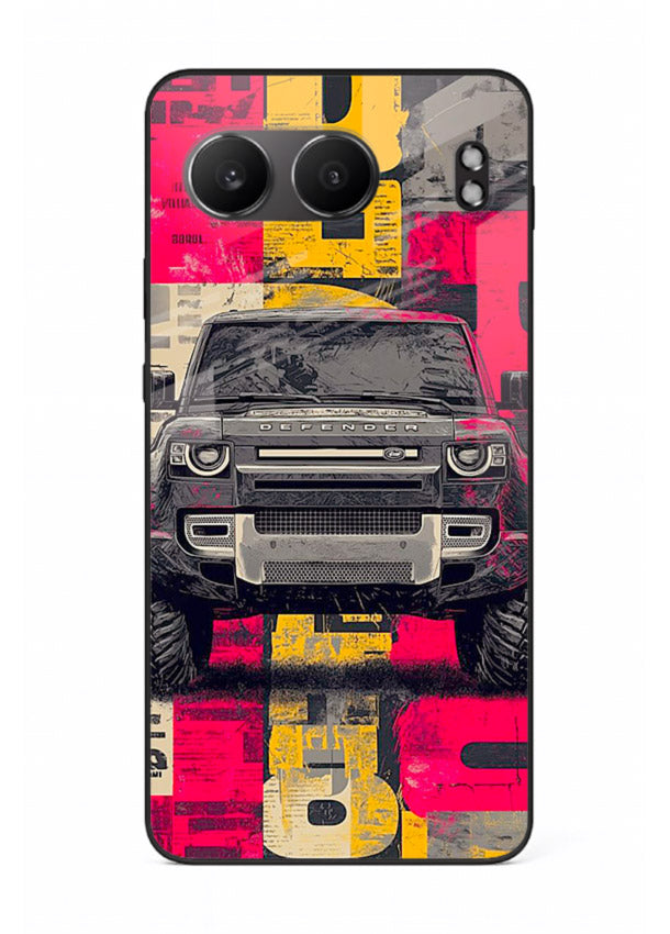 Rugged offroad SUV artwork printed on premium tempered glass OnePlus Nord 4 back cover