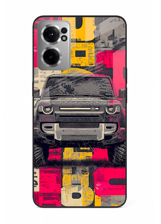 Rugged offroad SUV artwork printed on premium tempered glass OnePlus Nord CE2 5G back cover