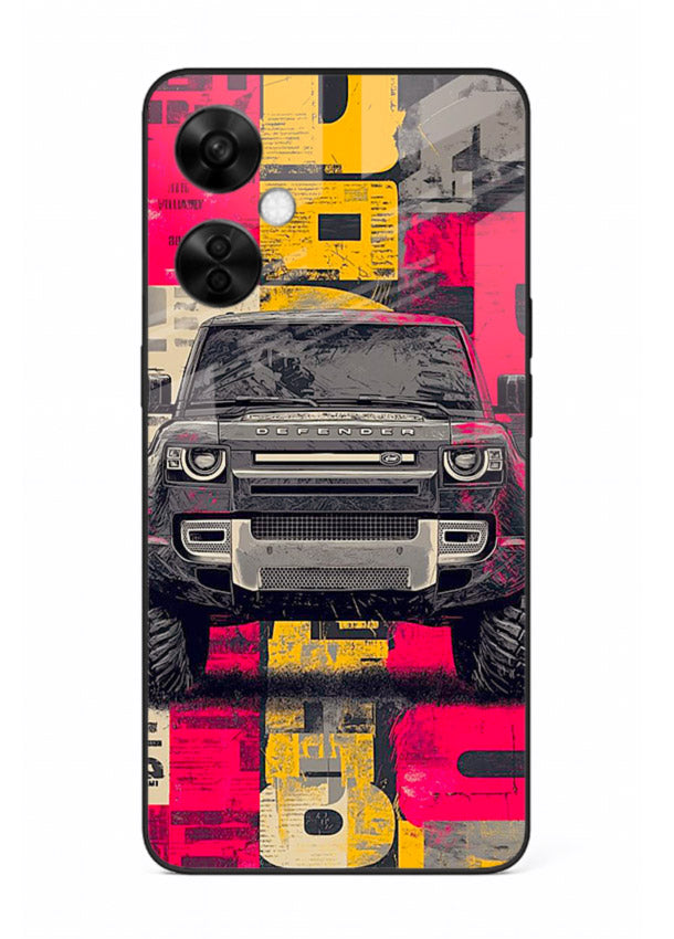 Rugged offroad SUV artwork printed on premium tempered glass OnePlus Nord CE3 Lite back cover