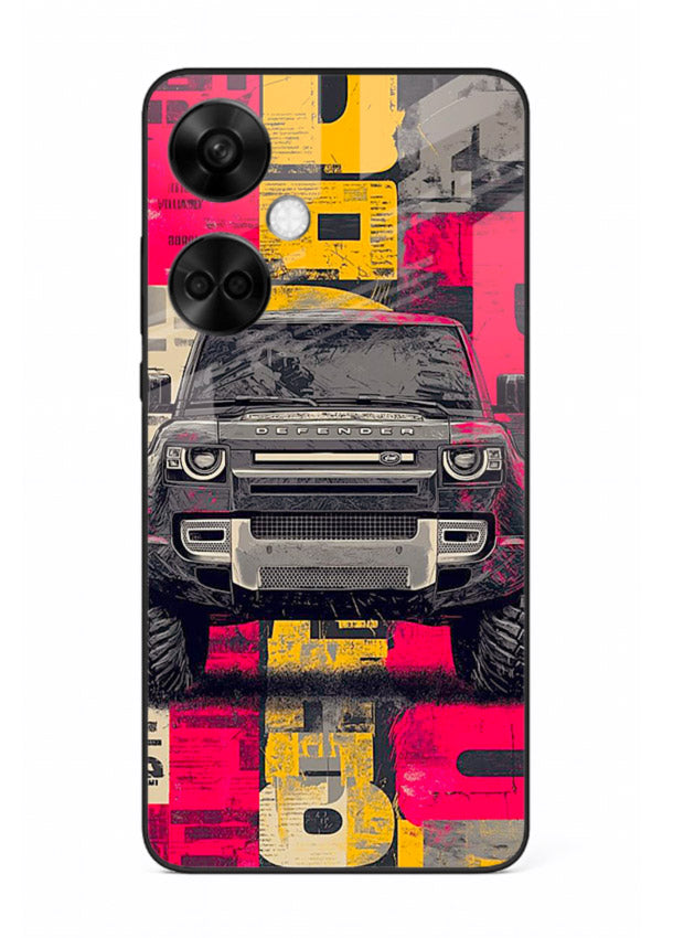 Rugged offroad SUV artwork printed on premium tempered glass OnePlus Nord CE3 back cover