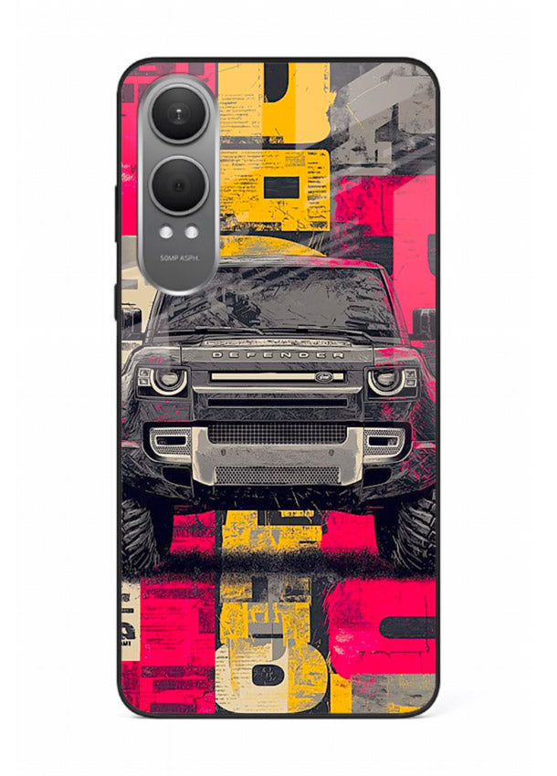 Rugged offroad SUV artwork printed on premium tempered glass OnePlus Nord CE4 Lite back cover