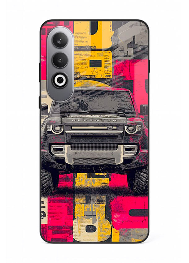 Rugged offroad SUV artwork printed on premium tempered glass OnePlus Nord CE4 back cover