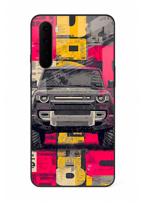 Rugged offroad SUV artwork printed on premium tempered glass OnePlus Nord back cover