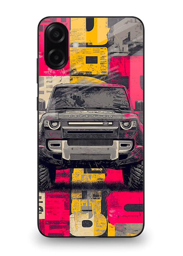 Rugged offroad SUV artwork printed on premium tempered glass Samsung M13 5G back cover
