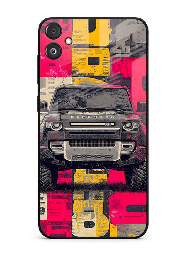 Rugged offroad SUV artwork printed on premium tempered glass Samsung F14 5G back cover
