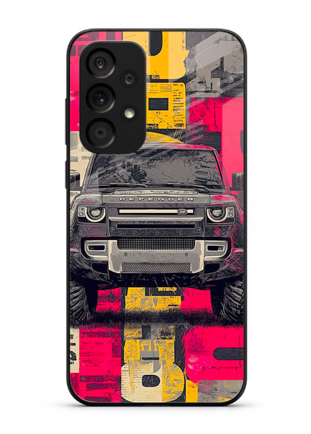 Rugged offroad SUV artwork printed on premium tempered glass Samsung A53 5G back cover