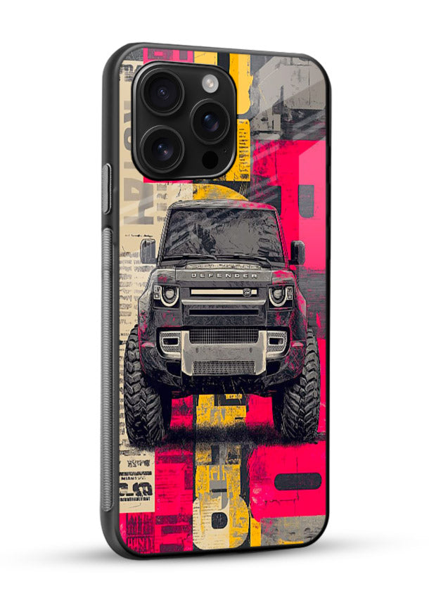 Rugged offroad SUV artwork printed on premium tempered glass mobile back cover - 2