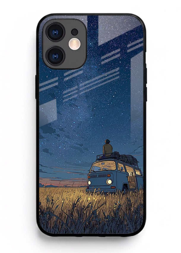 van night sky starry art iphone 12 mini glass cover aesthetic night scenery case