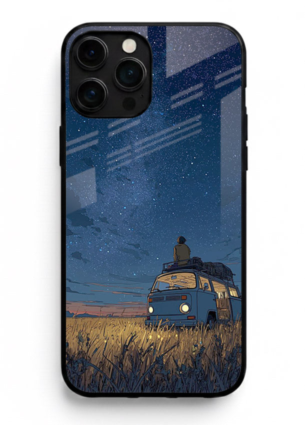 van night sky starry art iphone 16 pro max glass cover aesthetic night scenery case