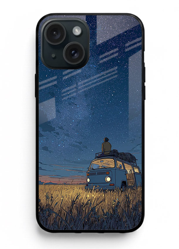 van night sky starry art iphone 15 plus glass cover aesthetic night scenery case