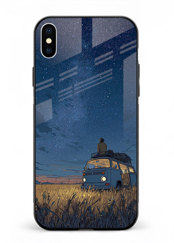 van night sky starry art iphone xs max glass cover aesthetic night scenery case