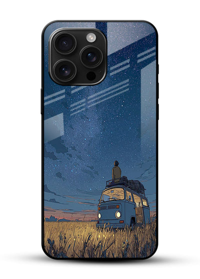 van night sky starry art glossy vibrant premium glass cover aesthetic night scenery case - Angle Front