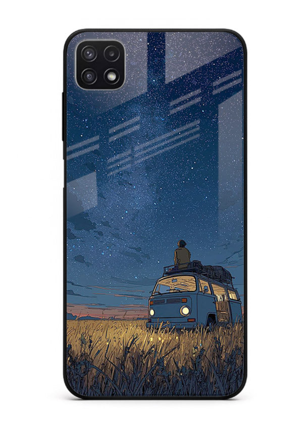 van night sky starry art Samsung F42 5G glass cover aesthetic night scenery case