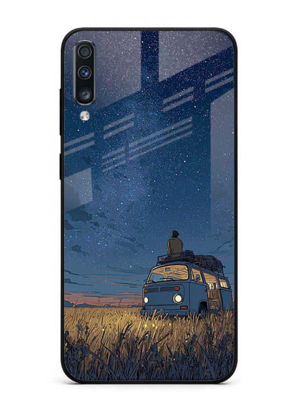 van night sky starry art Samsung A70 glass cover aesthetic night scenery case
