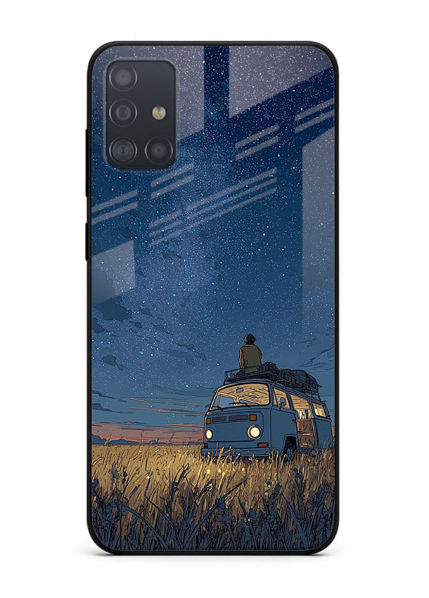van night sky starry art Samsung A71 glass cover aesthetic night scenery case