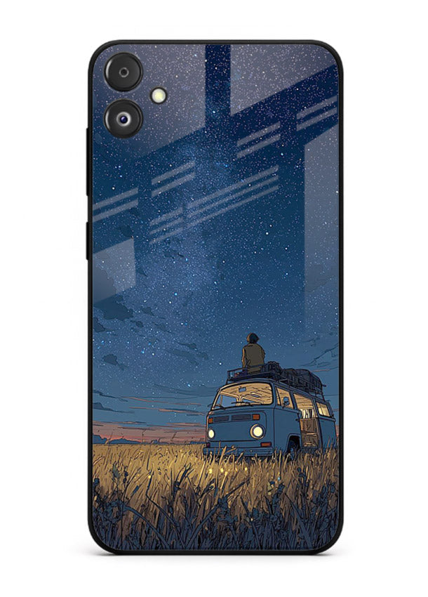 van night sky starry art Samsung F04 5G glass cover aesthetic night scenery case