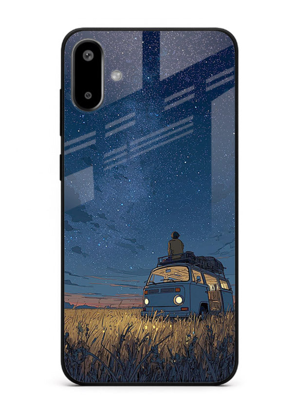 van night sky starry art Samsung F06 5G glass cover aesthetic night scenery case